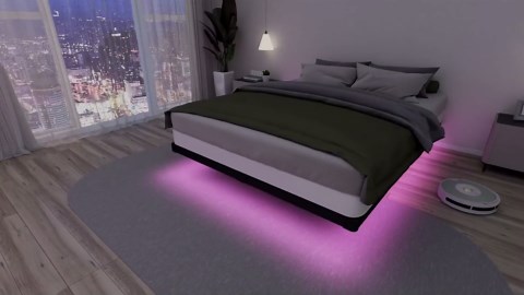 Floating Bed Frame Queen with Smart LED Lights and Charging Station 8 Inch Metal Platform Bed Frames Queen Size,Stable Structure,Under Bed Storage Space,No Box Spring Needed (8 Inch, Queen)