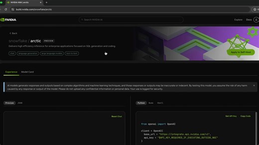 37 reactions | Congratulations Snowflake Inc. on Arctic, the latest #EnterpriseAI #LLM that delivers high efficiency inference SQL generation, coding, and Instruction following. Try Arctic, powered by NVIDIA NIM microservice, from a browser or NVIDIA-hosted API with free cloud credits. ➡️ https://nvda.ws/3UbDHIY☃️ ❄️ | NVIDIA AI | Facebook