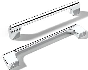 | 15 Pack Polished Chrome 5 Inch Hole Center | Solid Metal Cabinet Handles Bathroom Home Decor Drawer Pulls | Stainless Metal Kitchen Cabinet Handles | Etna Collection