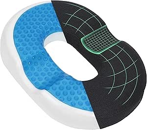 Gel Donut Pillow Seat Cushion for Pregnancy Hemorrhoids Postpartum Pain Memory Foam Cool Sitting Lifting Bed Sore Hole Butt Coccyx Doughnut Cushions for Men&Women Home,Office&Car(Black)
