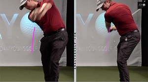 Visuals of two different types of hand path. Left - more down the line. Right - working back in more aggressively. How do you think these hand paths affect different impact variables? Check out my Next Level #golf program to dive deep into these topics and more | Adam Young Golf