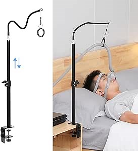Cpap Hose Holder for Bed - Tangle-Free Cpap Hose Hanger - Angle Height Adjustable Cpap Tube Holder for Nightstand/Headboard,Home/Travel Cpap Holder Bedside