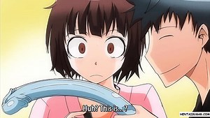 Hentai lezzy girls share double dildo ass to ass