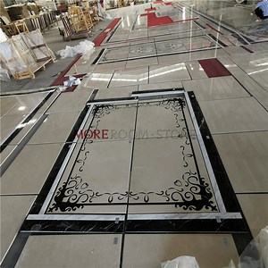 [Hot Item] Nero Marquina Black Stone Inlay Waterjet Marble Flooring