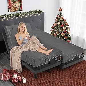 Vipbear Queen Adjustable Bed Base with Mattress, Adjustable Bed Frame with Thickened Frame, 12 Inch Gel Memory Foam Medium-Firm to Firm Mattress in Box, Head/Foot Lift Sturdy Electric Smart Bed