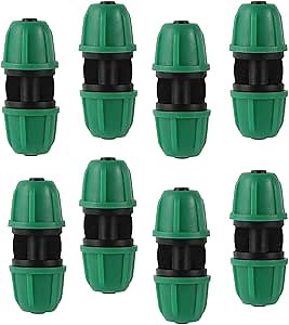 1/4 inch Drip Irrigation Fittings, Lock Barbed Coupling for ¼ in. tubing; Tubing Outside Diameter (OD) is 0.250 in., Internal Diameter (ID) is 0.170. in.(25Pcs/Pack) (Green-Coupling)