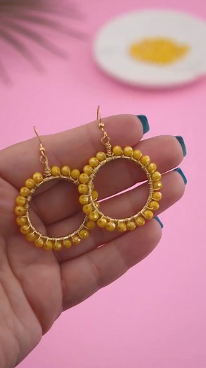 3.1K views · 89 reactions | DIY Beaded Crystal Earrings - Yellow & Gold Wire Wrapped Barbie Jewelry Design #reels #jewellery | Top Trailer | Facebook