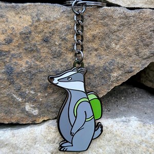 Enamel Badger Keychain: Black Nickel Metal Keyring, Hiking Gift, Wildlife Accessory - Etsy