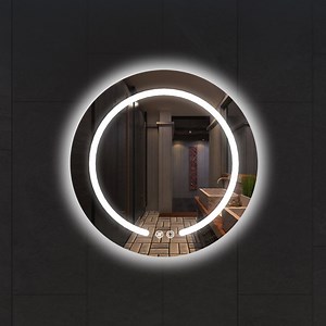 [Hot Item] Bathroom Circular Copper Free Light Strip Frosted Patterns Touch Switch LED Mirror