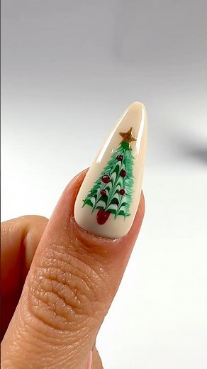 Pine Tree Nail Tutorial 🎄✨#nails#simplenails#nailartdesigns#nailart