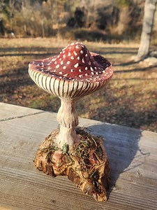 Handcarved Cedar Mushroom: Painted Woodland Decor - Etsy