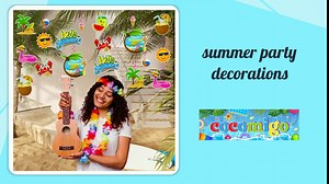 Hello Summer Party Decorations, 40 Pcs Summer Hanging Decorations Streamers for Beach Pool Hawaiian Luau Birthday Party Supplies Room Wall Decor