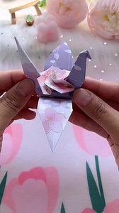 Origami Crane With Floral Design #origamicrane #floraldesign #papercraft #handmade #diyart #creativecraft #easyorigami #foldingart #beautifulcraft #decorative #paperbird #artwork #homemade #funproject #simplecraft | paper craft ideas
