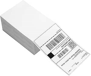 Fanfold 4 x 6 Direct Thermal Shipping Labels (Pack of 500 4x6 Fan-Fold Labels) - Commercial Grade, Permanent Adhesive, White Mailing Labels for Thermal Printer (Fanfold-500Packs)