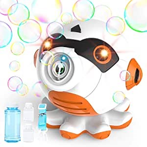 KMUYSL Bubble Machine for Toddlers – Bubble Blower Bubble Toys for Kids –3000+ Bubbles Per Minute Octopus Bubble Maker with LED Light and Lanyard – Indoor and Outdoor Toys for Boys, Girls