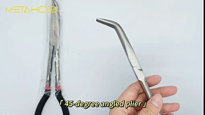 Long Reach Pliers Set - 3-Piece,90-degree angle,45-degree angle,straight needle nose