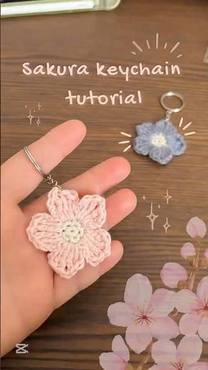 Crochet Sakura keychain tutorial🌸🌿🧶✨#crochet #tutorial