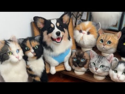 Needle felting cat tutorial & Felting cat portraits💖💖 #needlefelting #cat #diy #petshorts