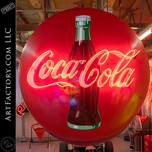 Coca-Cola Neon Sign: Double Sided Porcelain Round Coke Button - NS6201