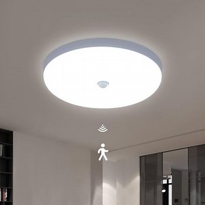 COMELY Plafonnier LED avec Détecteur de Mouvement, 30W 6600K Lampe de Plafond Moderne Lumière Blanche Froide, 25CM Plafonnier Rond Blanc pour Cuisine, Couloir, Escalier, Chambre, Entrée (IP40) [Classe