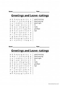 Greetings and leave- takings wordsearch