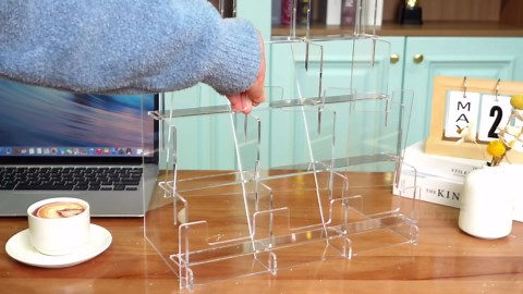 Menkxi Clear Acrylic Sticker Display Stand 12 Grid Sticker Holder Display for Vendor Events 13''x7''x16'' Portable Card Rack Display Stand Organizer for Retail Desk Stamp Mail Photo Storage