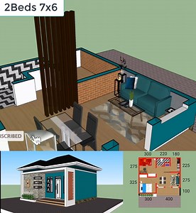 69K views · 998 reactions | 23x20 Small Home Designs 7x6 Meter 2 Beds 1 bath SamHousePlans.com #housedesign #homedesigners | Sam Architect | Facebook