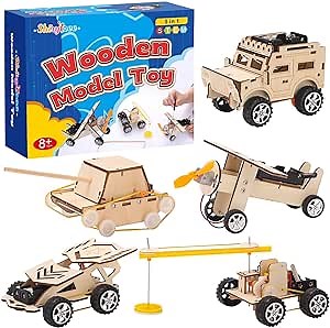 5 Set Science Kits for Kids, STEM Projects Gifts for Boys Girls, DIY Wooden Building Science Engineering Educational STEM Toys for Ages 6+