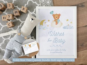 Teddy Bear Baby Time Capsule Bundle, Bearly Wait Shower Party Sign and Advice Card - Etsy Canada