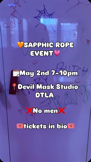 The Spider’s Web LA Rope Jam 🕸️🪢 on Instagram: "Welcome to The Spider’s Web: The Sapphic Rope Jam 🧡🤍💗A trans-inclusive🏳️‍⚧️, sapphic-centered rope party free of men💅May 2nd 7-10p ❌Our events DO NOT allow men to attend❌ The Spider’s Web🕸 is a monthly 3-hour rope event + opt-in rope bottoming 101 discussion & is super beginner friendly!! Join us on every🗓 1st Friday of the month at📍@DevilMaskStudio DTLA for a girlie pop rope event free of the male gaze🥰 Tickets in bio🎟 capped at 30 att
