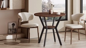 Round Kitchen Tables for 2-4, 31.5" Small Dining Tables with Storage, Rustic Wood Circle Dinner Table with Metal Leg, Farmhouse Dinner Table for Small Space, Dining Room, Kitchen, Office, Apartment