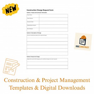 Formulaire de demande de modification de construction PDF et DOC modifiables Modèle de commande de modification de l'entrepreneur