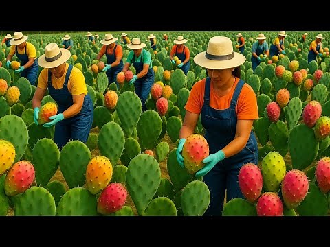 How Farmers Harvest Prickly Pear Cactus and Pitaya | Cultivation & Harvesting Technique