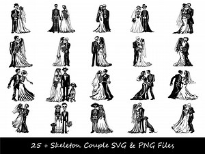 Skeleton Couple SVG Bundle, Skeleton Lovers SVG, Skeleton Marriage SVG, Skeleton Groom Svg, Skeleton Bride Svg, Skeleton Husband Wife Svg - Etsy
