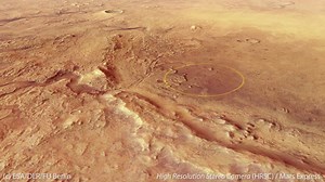 Flight over the Mars 2020 Perseverance rover landing site