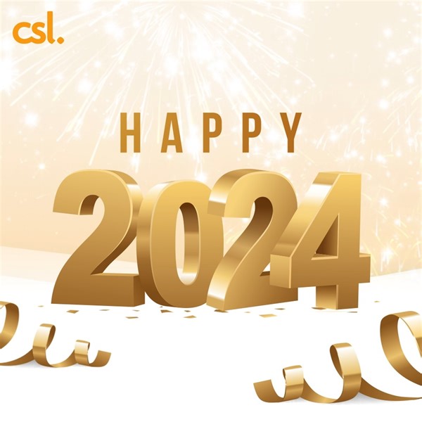 【csl 祝大家新年快樂🥳】 Happy New Year! csl 與你迎接新一年，2024年繼續帶嚟極速體驗！ 想方便同親朋好友送祝福？嚟 csl App 下載stickers send畀大家喇！ #csl #csl5G #happynewyear #happy2024 | csl