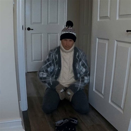 Angora cardigan, fuzzy hat, big Turtleneck sweater, sweater fetish, jumper fetish, cashmere pants - cumming on my undies