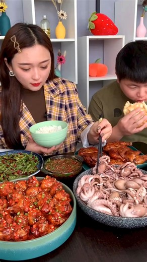 12K views · 322 reactions | Yummy octopus fried, chicken wing recipe, pork fat belly and shrimp with egg eating show | Food ASMR Daily | Facebook