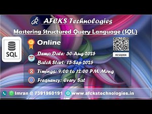 Mastering Structured Query Language (SQL) Demo conducted on 30-Aug-2025 by Rakesh