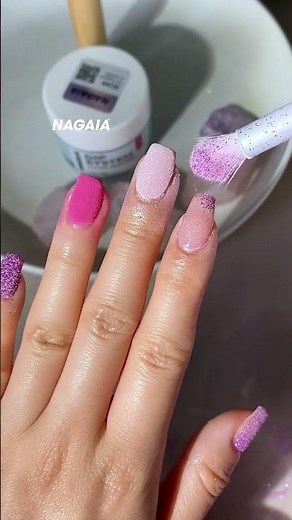 Pink Fuschia Nude Glittering Ombre Nails Dipping Inspo ✨💅
