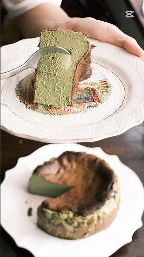 抹茶バスクチーズケーキ🍵 #お菓子作り #food #バスクチーズケーキ #cooking #recipe #レシピ #cake #抹茶 #baking #shorts