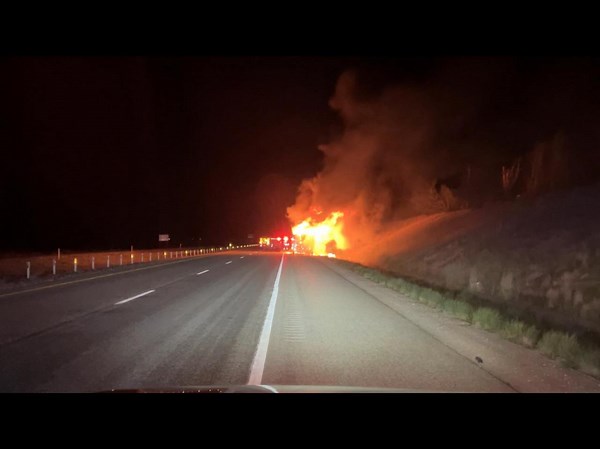 Motorhome fire blocks I-84 in Weber County, cause unknown