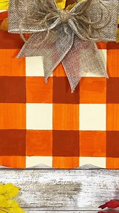 Learn how to paint buffalo check plaid using dollar store supplies and blue tape. #falldiy #buffalocheck #dollartreediy #dollartreefall | Ruffles And Rain Boots