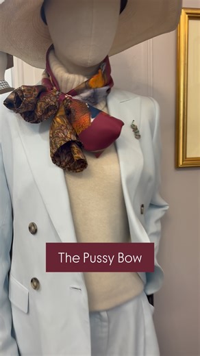 1.6K views · 66 reactions | The look you’ve been waiting for…the PUSSY BOW  You guys go crazy when I mention this, I can’t think why?! But it’s one of the easiest and prettiest ways to wear your Clare Haggas scarf 泥 Dont forget to tag us #chbestdressed with your style inspo for a chance to win Clare Haggas accessories! #chbestdressed #scarfstyles #silkaccessories #silkscarves #clarehaggas #britishmade #gamefair #simplestyling | Clare Haggas Fine Art and Design | Facebook