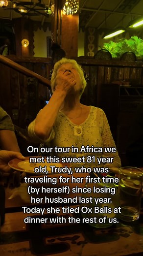 What a sweet & funny woman. So glad we are able to soend the next 10 days exploring Africa with Trudy. #trudy #oxballs #africa #safari #kenya #tanzania #81yearsold #oldschool