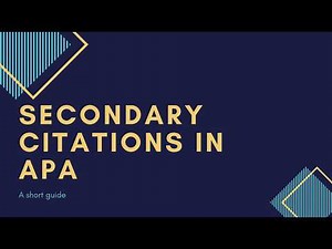 APA Secondary Citations