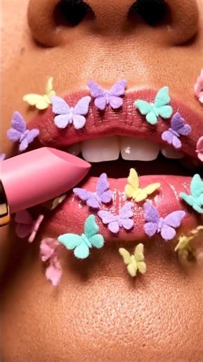 Pastel Butterfly Lipstick ASMR 💄🦋 | Tiny Cotton-Like Butterflies Form With Soft Puff Sounds