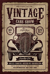 Brown Vintage and Retro Vintage Cars Show Free Flyer Template PSD | by Elegantflyer