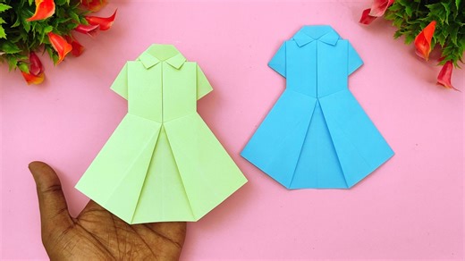 How to fold paper dress without glue tape and scissors - Handmade paper toy dress making ideas #Crafts #Origami #PaperDress | DIY And Paper Crafts
