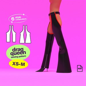 Chaps Sewing Pattern (XS-M) for Drag Queens Costume Bell Bottoms Straight Leg Pants Rave Festival Western Costume Performance Leather - Etsy